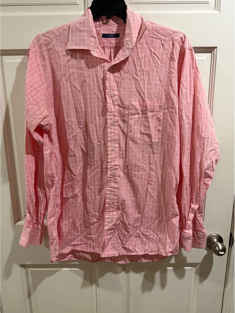 Burberry London Pink Check Long Sleeve Shirt Size Large